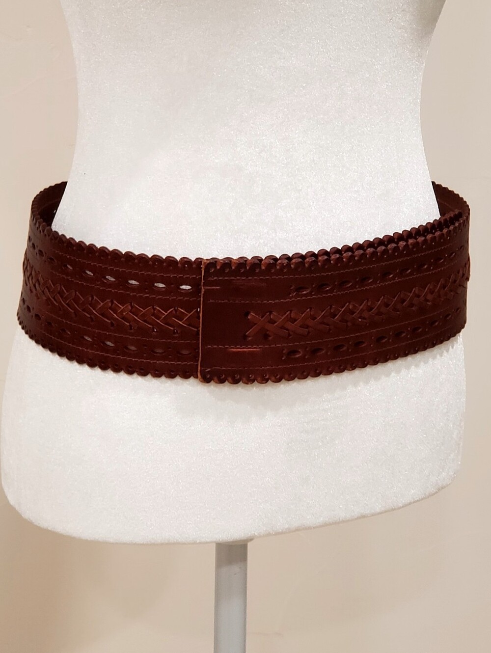 Saddle Brown Leather Artisan Corset Wide Multi-Way Statement Belt XL LIKE NEW - Picture 3 of 15